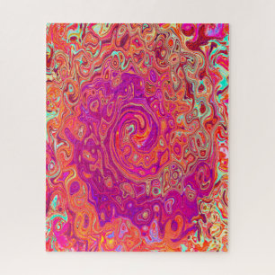 Quebra-cabeça Abstrato de Retro Coral e espiral de mármore roxo
