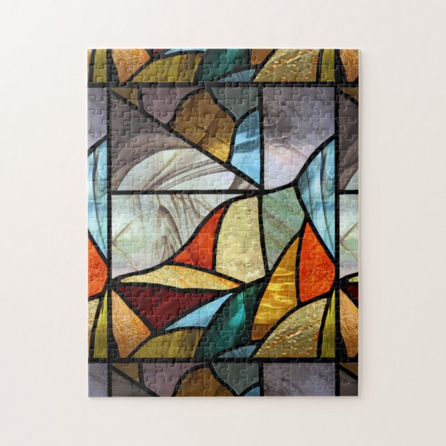 Quebra-cabeça Abstrato de Vidro com Vidro Multicolor (Vertical)