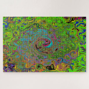 Quebra-cabeça Abstrato do Groovy Verde limão e espiral azul