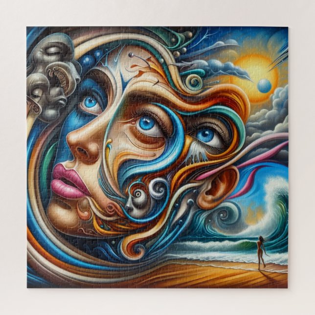 Quebra-cabeça Abstrato Dreamscape Ocean Serenity & Cosmic Wonder (Vertical)