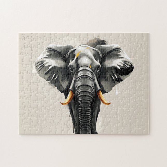 Quebra-cabeça Abstrato Elefante com presas Douradas em Tonelada  (Horizontal)