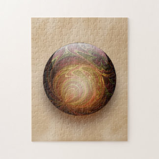 Quebra-cabeça Abstrato esférico iluminado ouro da gema