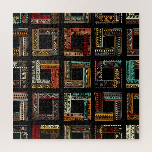 Quebra-cabeça Abstrato Ethnic Frames Seamless Design (Vertical)