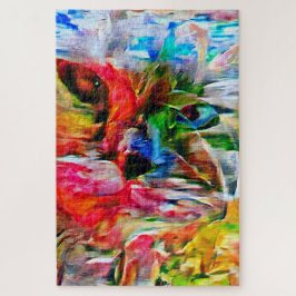 Quebra-cabeça Abstrato Expressionista Colorida Cat Art Impressão