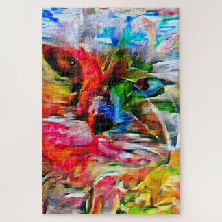 Quebra-cabeça Abstrato Expressionista Colorida Cat Art Impressão