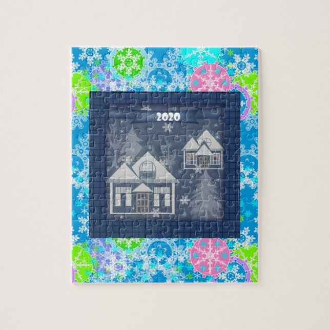 Quebra-cabeça Abstrato feriados Feliz Feliz ano novo de Natal (Vertical)