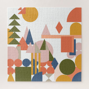 Quebra-cabeça Abstrato forma cores geométricas de folhetos da p