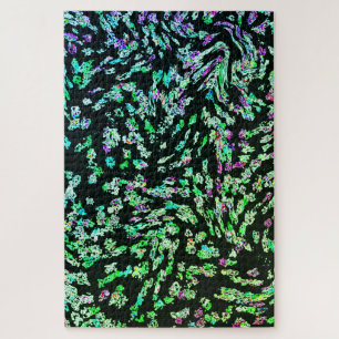 Quebra-cabeça Abstrato Fractal Vermelho Cor-de-Rosa Verde, Arte 