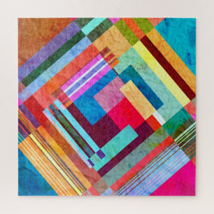 Quebra-cabeça Abstrato geométrico, fundo de cores gráficas.