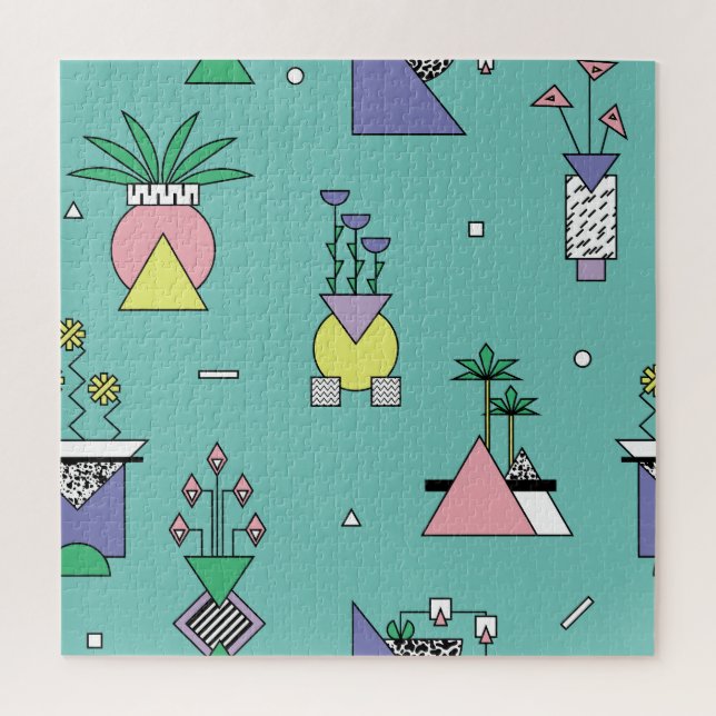 Quebra-cabeça Abstrato geométrico, vases, estilo memphis. (Vertical)