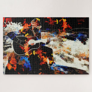 quebra-cabeça abstrato guitarrista