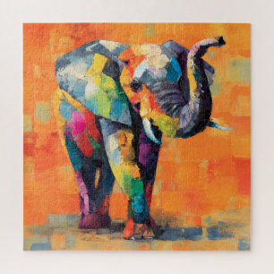 Quebra-cabeça Abstrato Happy Rainbow Elephant