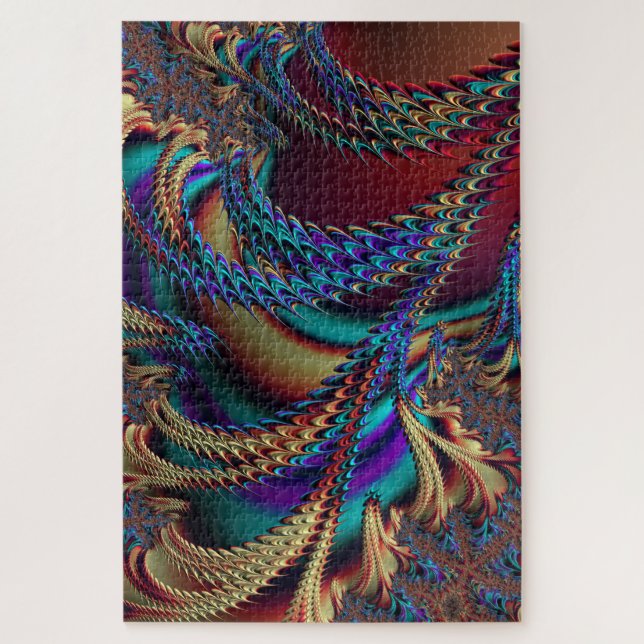 Quebra-cabeça Abstrato Holographic Fractal Alienígena Landscape (Vertical)