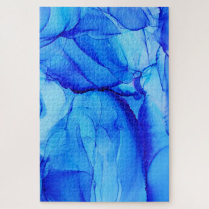 Quebra-cabeça Abstrato Indigo Blue Ink Art