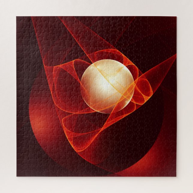Quebra-cabeça Abstrato Modern Red Cream Fantasy Arte Fractal (Vertical)