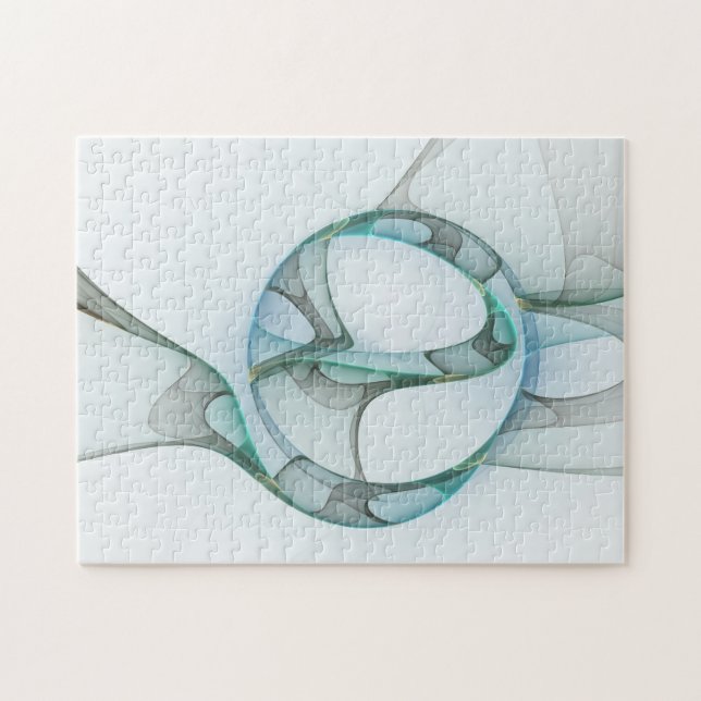 Quebra-cabeça Abstrato moderna Cinza azul-turquesa (Horizontal)