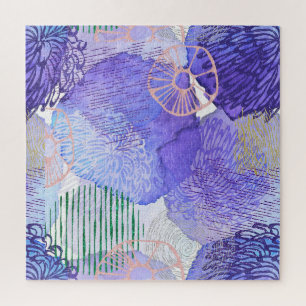 Quebra-cabeça Abstrato moderno azul e roxo