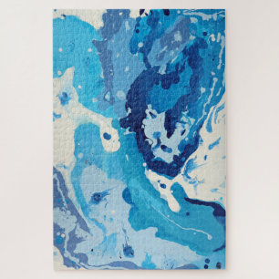 Quebra-cabeça Abstrato moderno com tons pastéis de oceano azul