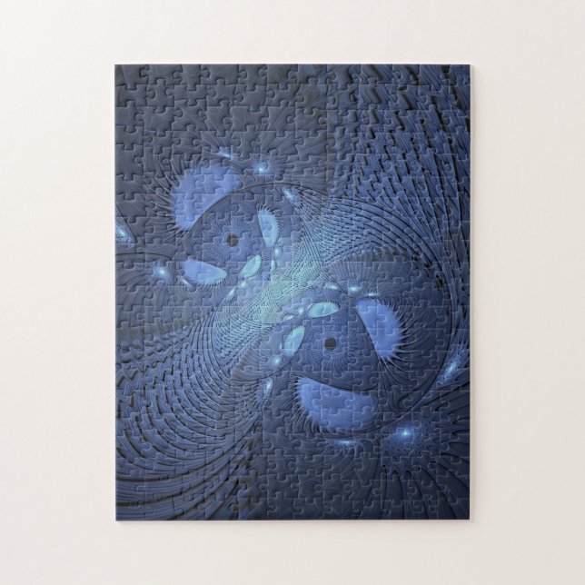 Quebra-cabeça Abstrato moderno Trendy Dusk Blue Fractal Art (Vertical)