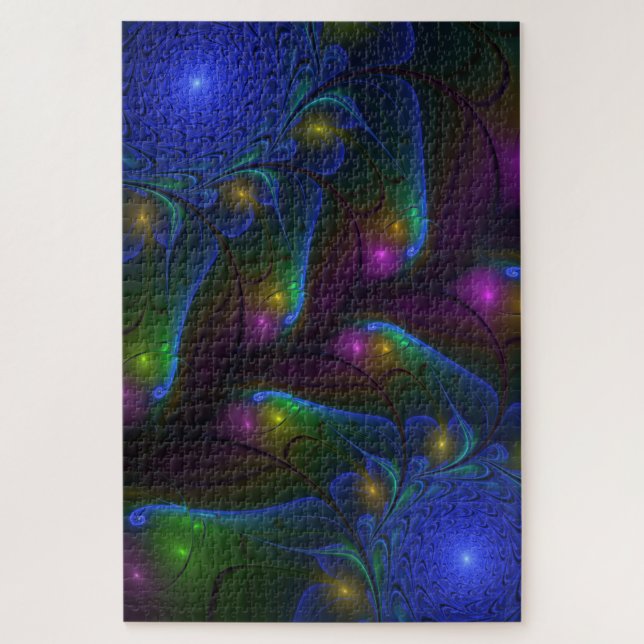Quebra-cabeça Abstrato Moderno Trippy Fractal Luminoso Colorido (Vertical)