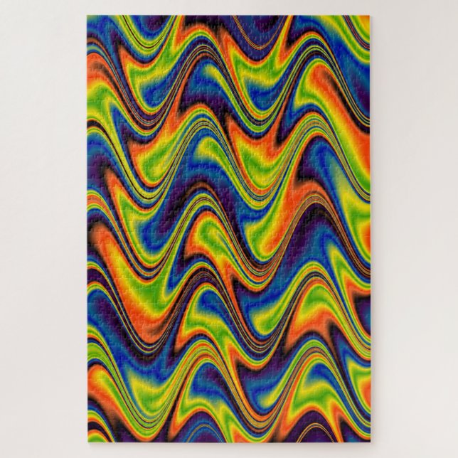 Quebra-cabeça Abstrato Multicolorido Ondulado (Vertical)