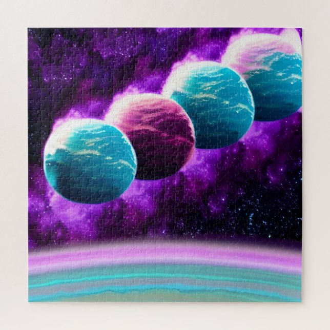 Quebra-cabeça Abstrato Mystical Purple e Turquoise Cosmos (Vertical)