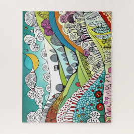 Quebra-cabeça Abstrato Nature Line Art Doodle of the Countryside