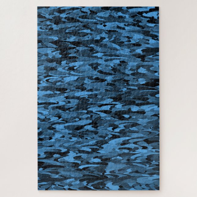 Quebra-cabeça Abstrato - Padrão Azul Preto (Vertical)