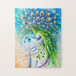 Quebra-cabeça Abstrato Pavão no Primavera com neve e ventoinha