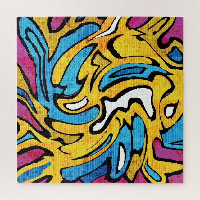 Quebra-cabeça Abstrato preto colorido Fundo preto Grafite (Vertical)