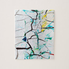 Quebra-cabeça Abstrato rachado em azul amarelo verde