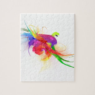 Quebra-cabeça Abstrato Rainbow Lorikeet Paint Splatters