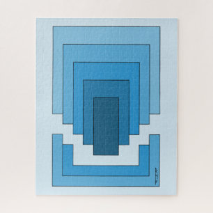 Quebra-cabeça Abstrato retangular em azul