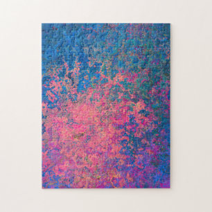 Quebra-cabeça Abstrato, Rosa, Púrpura e Azul, Tinta Álcool