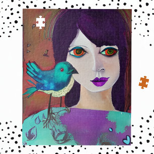 Quebra-cabeça Abstrato, Roxo e Teal
