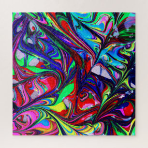 Quebra-cabeça Abstrato Rupos de tinta do arco-íris hipnóticos