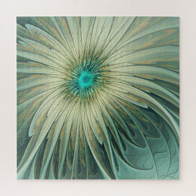 Quebra-cabeça Abstrato Sage Green Fantasy Flor Arte Fractal (Vertical)