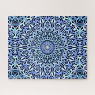 Quebra-cabeça Abstrato Shades do Padrão Floral de Mandala Azul