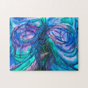 Quebra-cabeça Abstrato Skull Fantasy Watercolor
