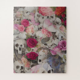 Quebra-cabeça Abstrato Skulls e Rosas Floral