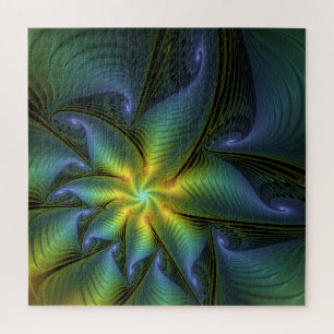 Quebra-cabeça Abstrato Star, Ouro Verde brilhante Arte Fractal