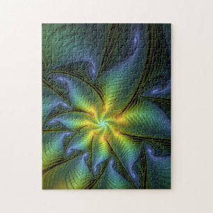 Quebra-cabeça Abstrato Star, Ouro Verde brilhante Arte Fractal