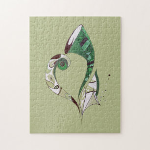 Quebra-cabeça Abstrato Verde moderno ilustração desenhada com a