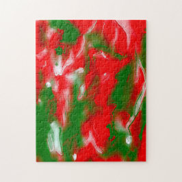 Quebra-cabeça Abstrato vermelho, branco e verde