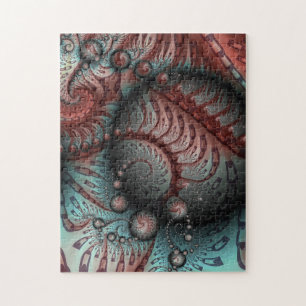 Quebra-cabeça Abstrato Vivid Fantasy Fractal Art Brown Blue