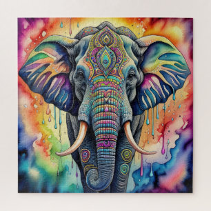 Quebra-cabeça Abstrato Watercolor Painting of Elephant