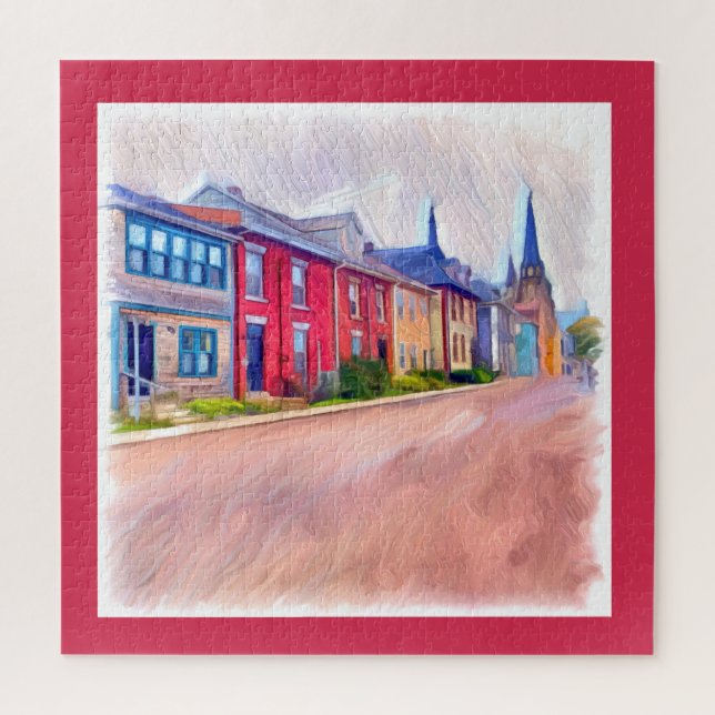 Quebra-cabeça Abstrato Watercolor Row Houses (Vertical)