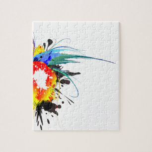 Quebra-cabeça Abstrato Wild Parrot Paint Splatters