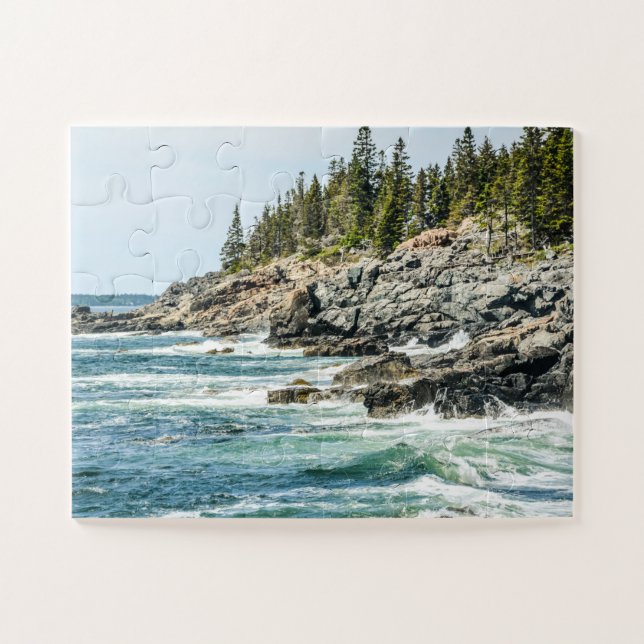 Quebra-cabeça Acadia Maine Ocean Waves Oversized (Horizontal)