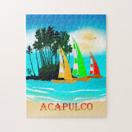 Quebra-cabeça Acapulco Sailboat Beach Poster
